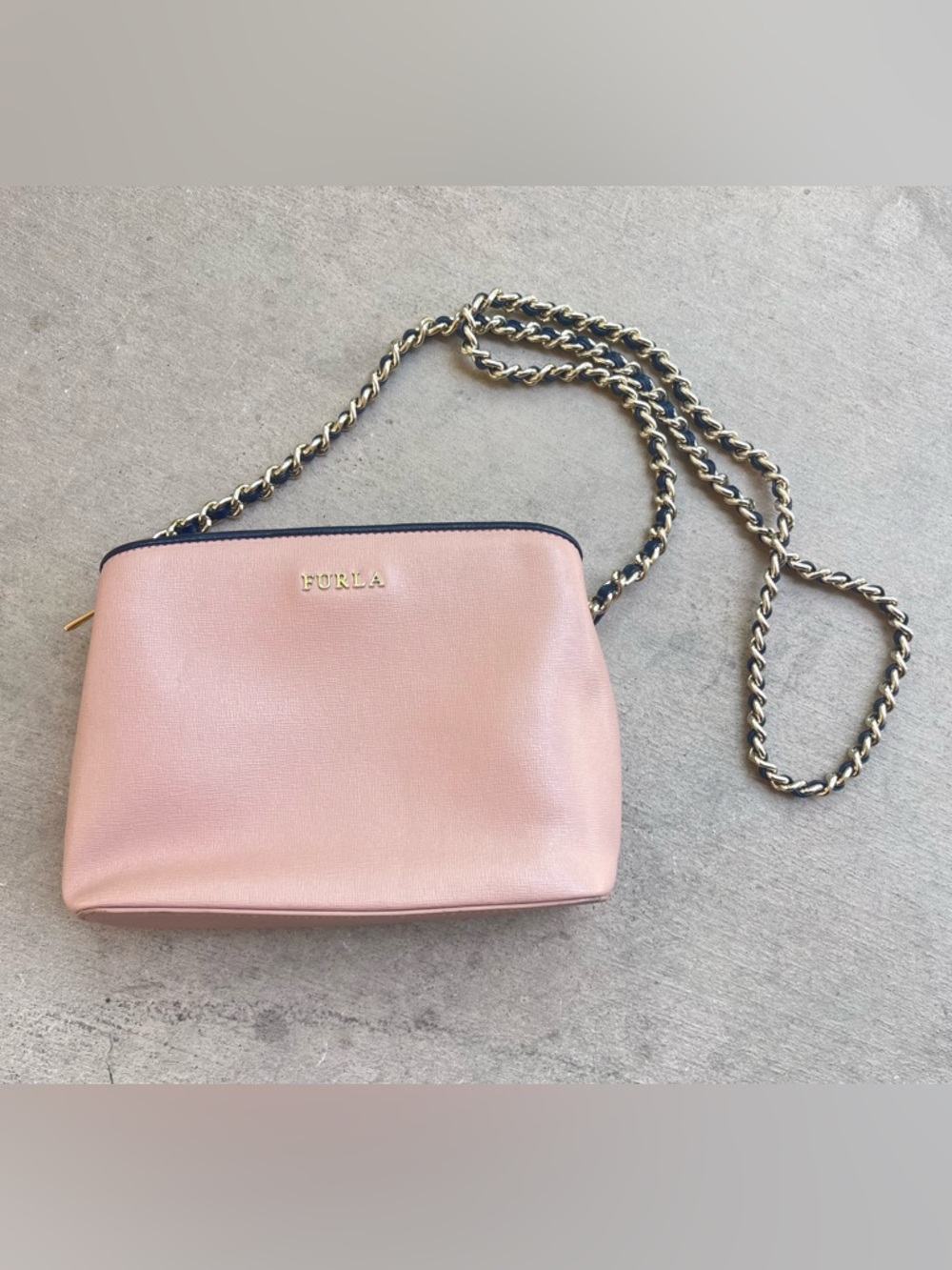 Furla light pink leather crossbody